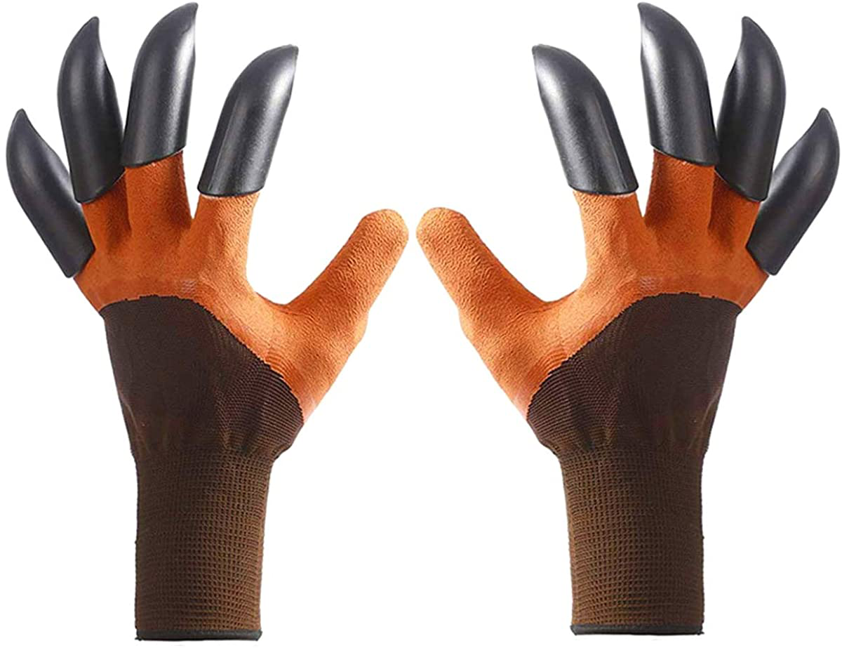 Claw Gardening Gloves for Digging and Planting, Garden Glove Claws Best Gift for Gardener and Women - Brown