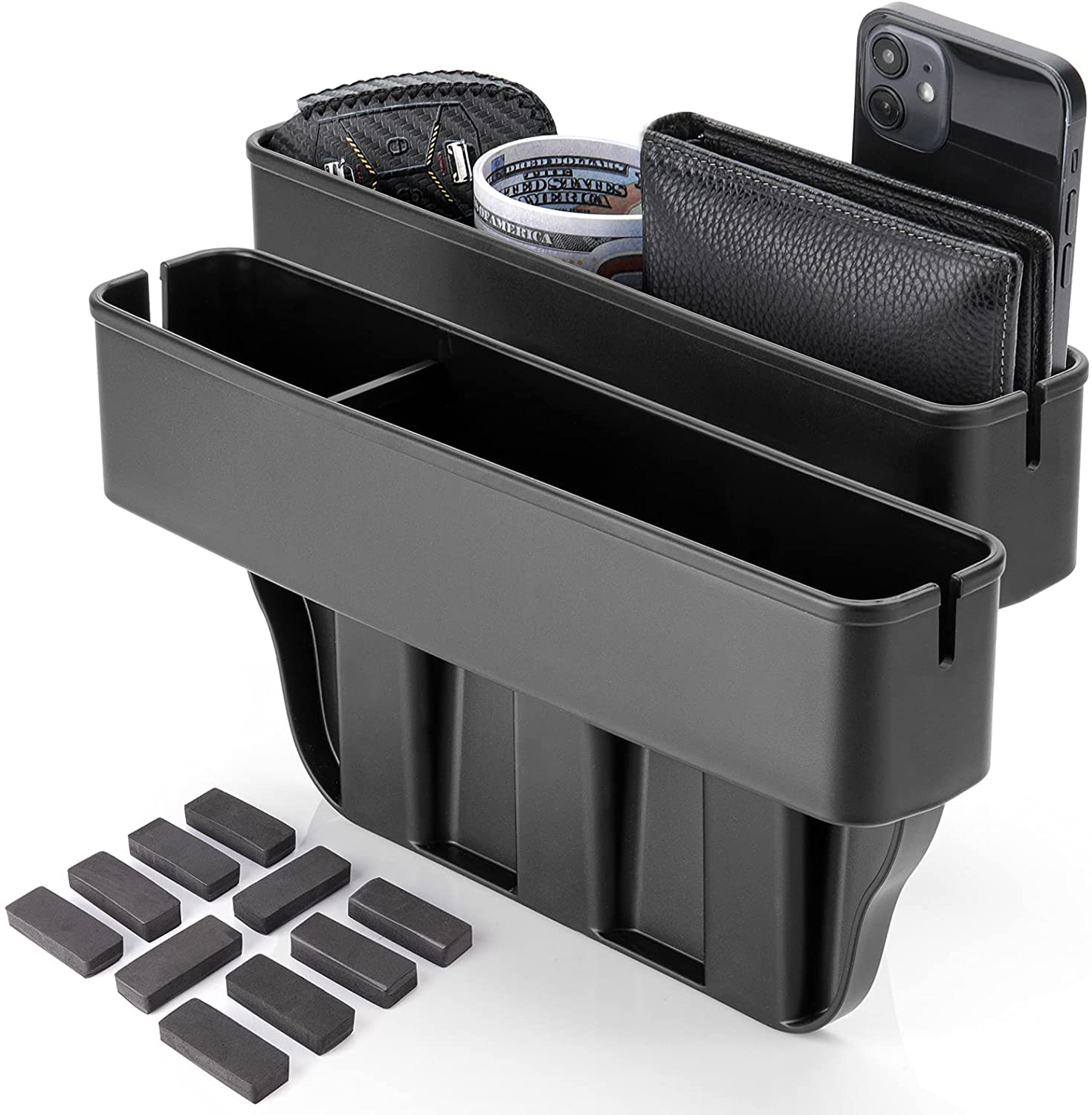 2 PCS Premium Car Seat Gap Filler Organizer Storage Box for Car Seat Gap Organizer Front Seat Gap Filler Between Car Seat and Console Universal Fit