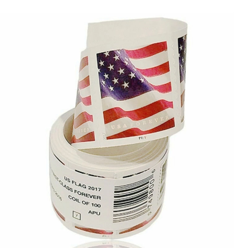 USPS FOREVER® STAMPS US Flag, Coil of 100 Postage Stamps (2017)