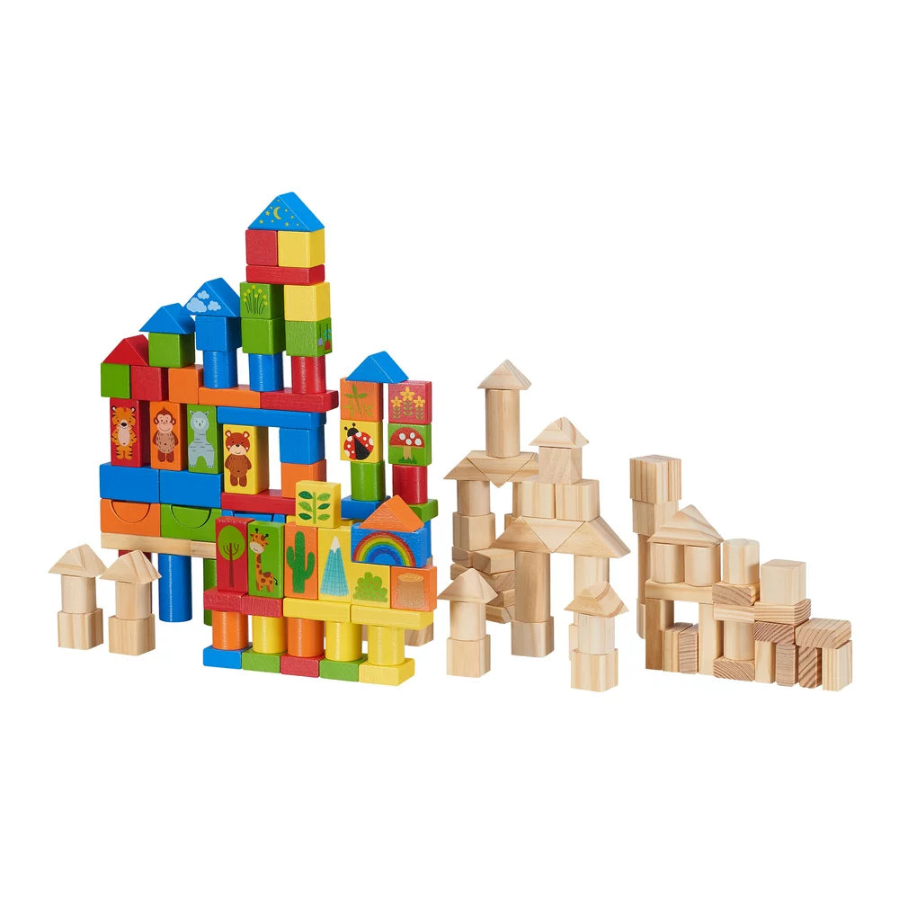 Spark. Create. Imagine. Wooden Animal Blocks with Shape Sorting Lid, 150 Pieces