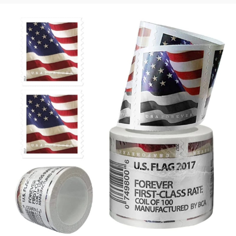 USPS FOREVER® STAMPS US Flag, Coil of 100 Postage Stamps (2017)