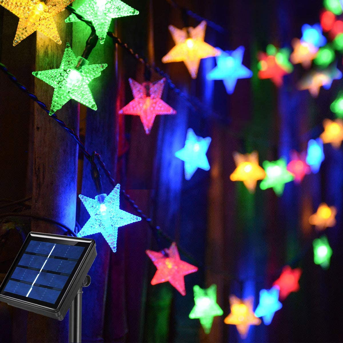 Solar Powered Fairy Lights,Cool White Waterproof Solar Patio Umbrella Summer Lights, 30ft 50 LED Solar String Lights for Christmas Garden Yard Decoration - Multicolor / 120 LEDs